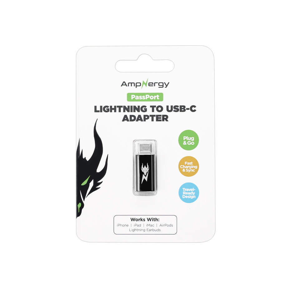 AmpNergy PassPort Lightning to USB-C Adapter - Black - ACBLCMO15BK-8.jpg