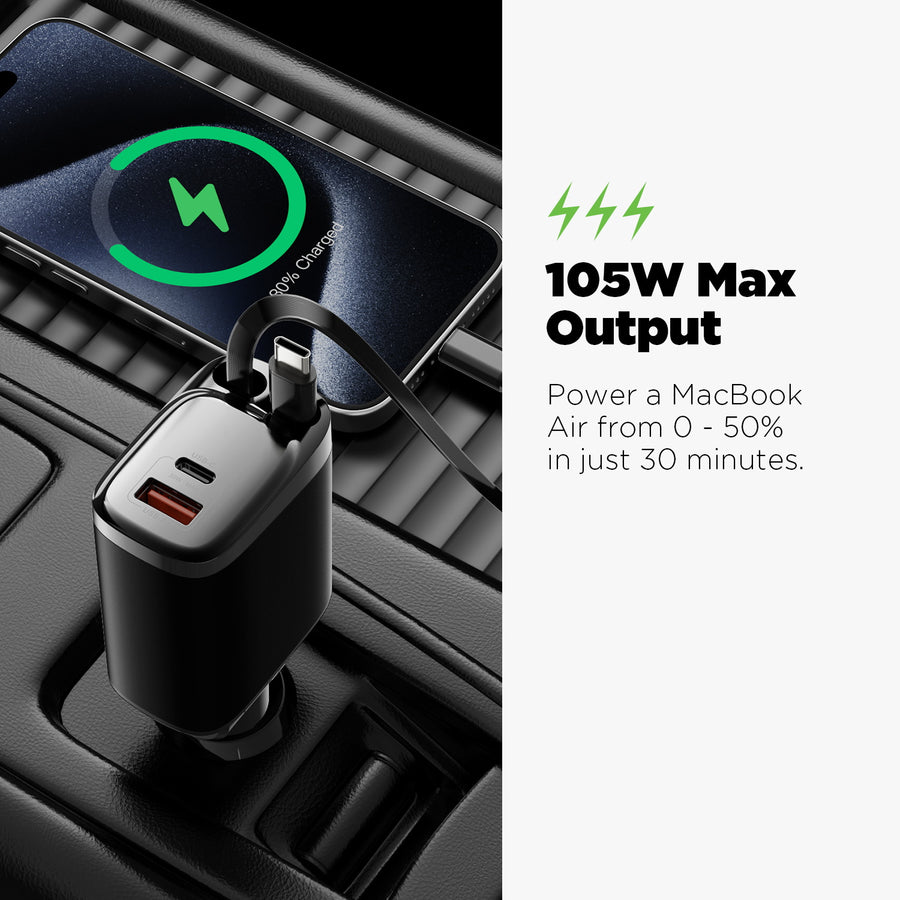 AmpNergy Speedemon 105+ Dual-Port Car Charger with Dual Retractable USB-C Cables - Black - ACGCARC15BK-6.jpg
