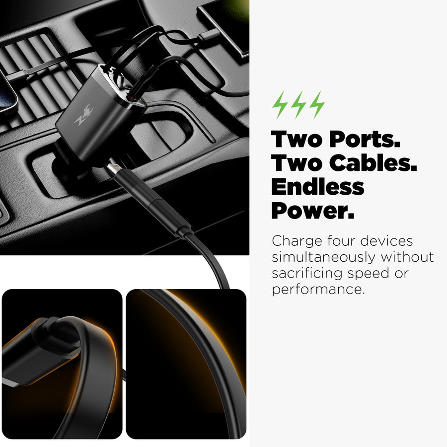 AmpNergy Speedemon 105+ Dual-Port Car Charger with Dual Retractable USB-C Cables - Black - ACGCARC15BK-7.jpg