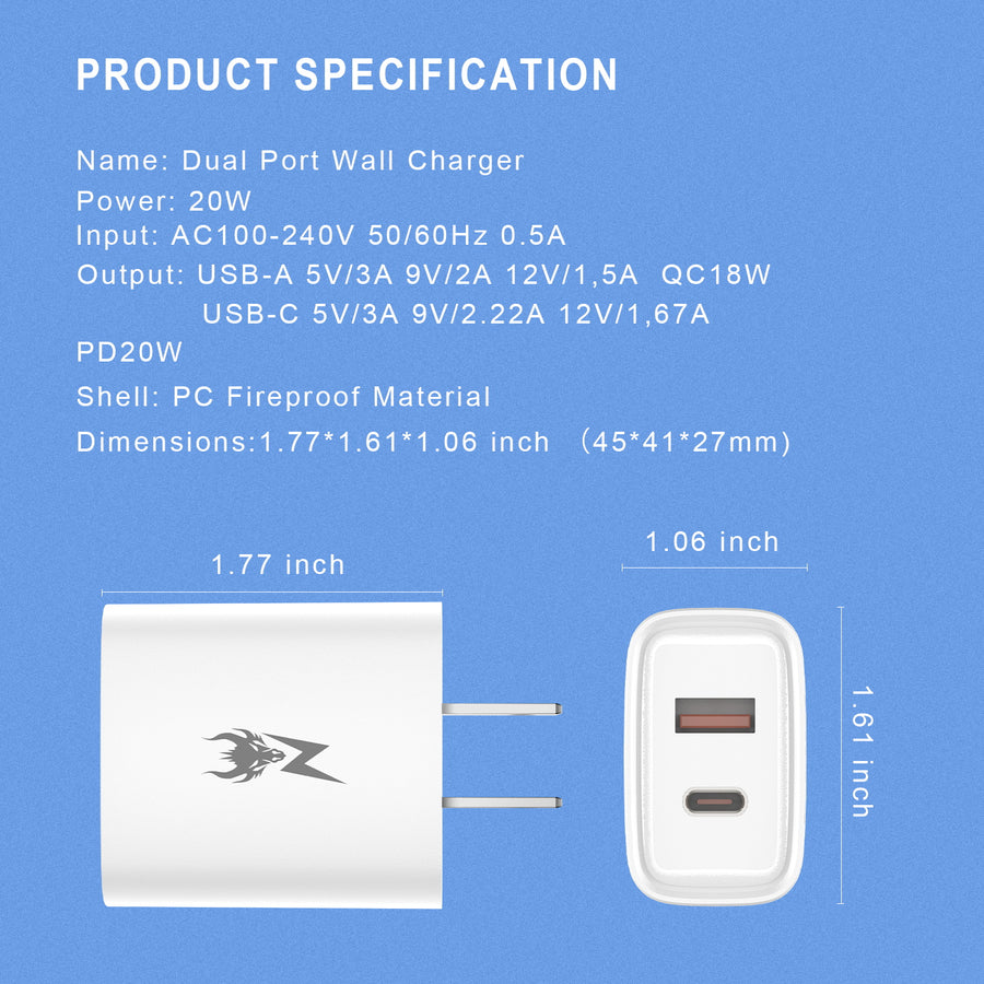 AmpNergy PowerSurge 20W Fast Dual-Port Charger (12PCS) - White - ACGTRAC29PW12-9.jpg
