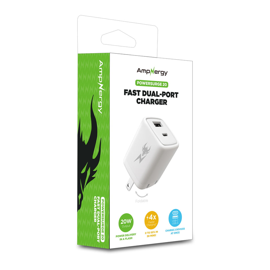 AmpNergy PowerSurge 20W Fast Dual-Port Charger w/ Foldable Plug - White - ACGTRAC31PW-8.jpg