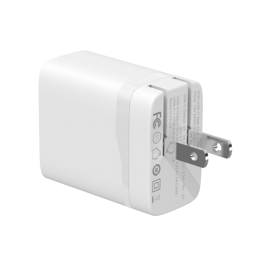 AmpNergy PowerSurge 30W Fast Dual-Port Charger w/ Foldable Plug - White - ACGTRAC35PW-3.jpg