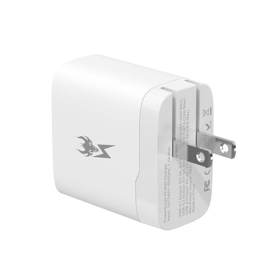 AmpNergy PowerSurge 45W Fast 3-Port Charger w/ Foldable Plug - White - ACGTRAC36PW-3.jpg