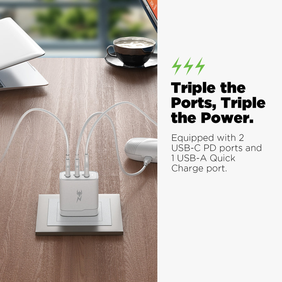 AmpNergy PowerSurge 45W Fast 3-Port Charger w/ Foldable Plug - White - ACGTRAC36PW-7.jpg