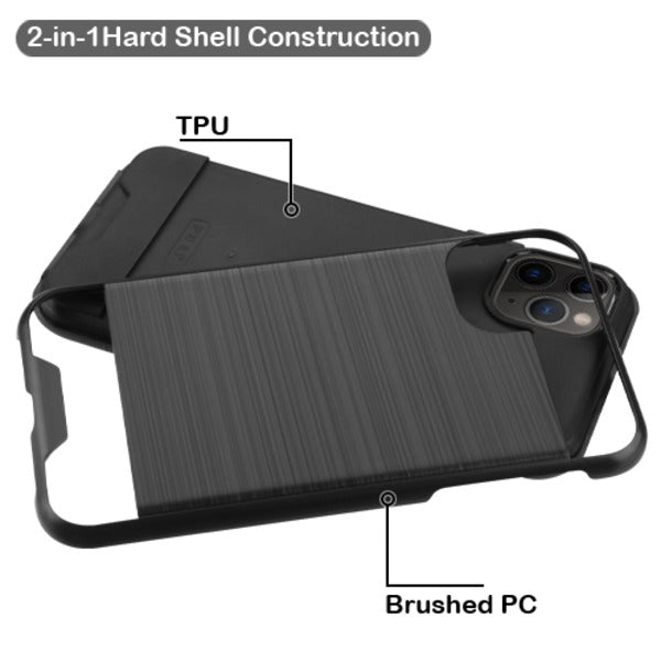 Asmyna Brushed Hybrid Protector Cover for Apple iPhone 11 Pro - Black / Black - AIP11PHPCSAAS351-2.jpg