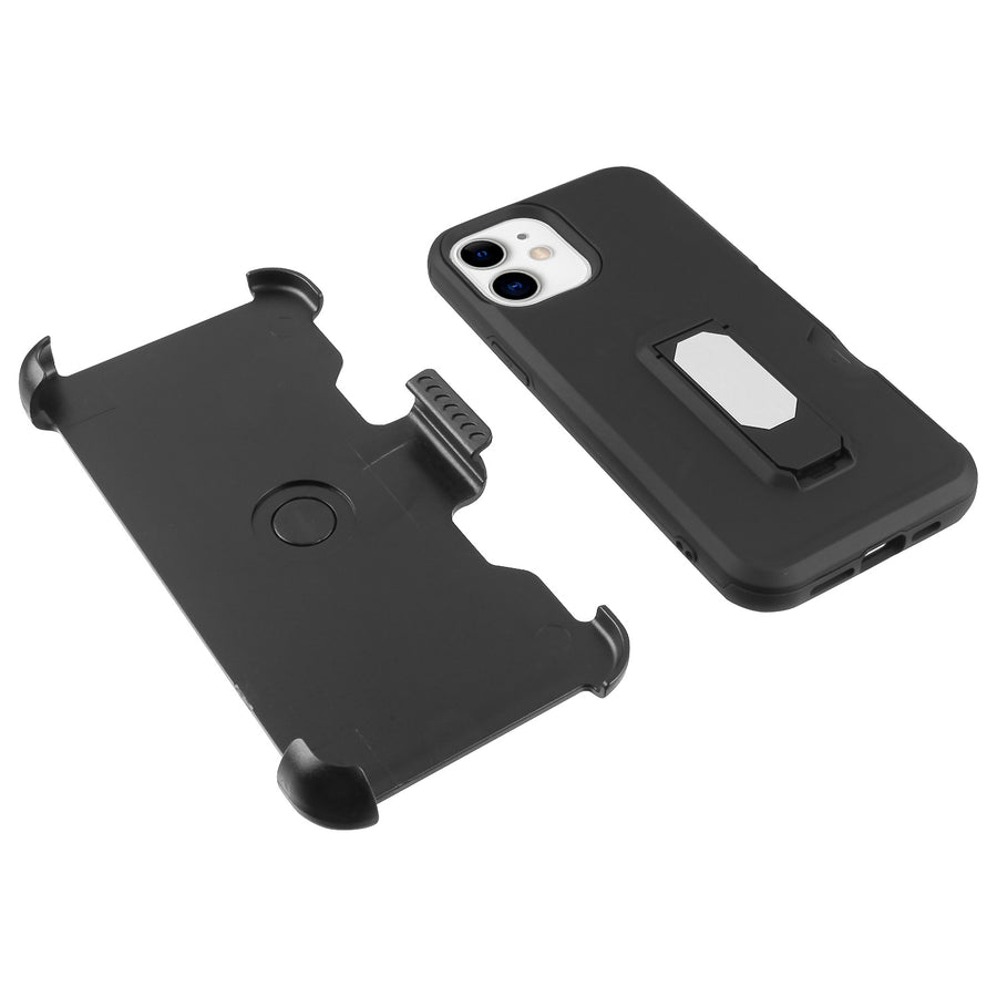 Asmyna Grip Stand Protector Case Combo (with Black Holster)(with Card Wallet) for Apple iPhone 12 mini - Black / Black - AIP12CS3NES271-3.jpg