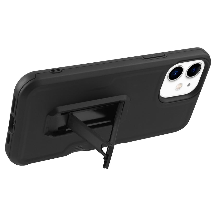 Asmyna Grip Stand Protector Case Combo (with Black Holster)(with Card Wallet) for Apple iPhone 12 mini - Black / Black - AIP12CS3NES271-6.jpg
