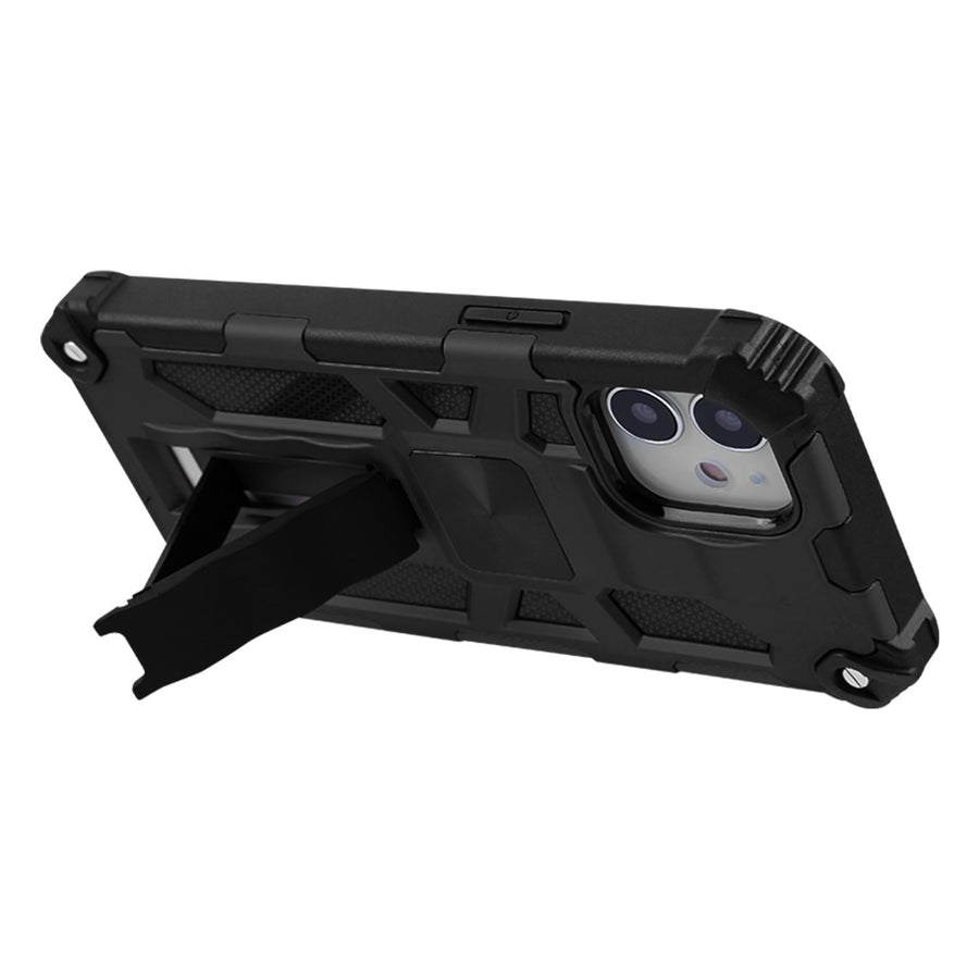 Asmyna Sturdy Hybrid Protector Cover (with Stand) for Apple iPhone 12 mini - Black / Black - AIP12CSFSSS001-3.jpg