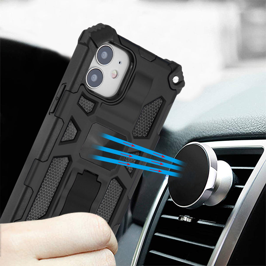 Asmyna Sturdy Hybrid Protector Cover (with Stand) for Apple iPhone 12 mini - Black / Black - AIP12CSFSSS001-6.jpg