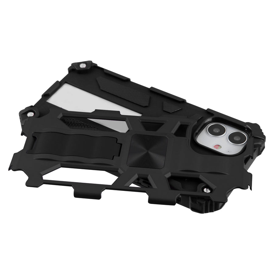 Asmyna Sturdy Hybrid Protector Cover (with Stand) for Apple iPhone 12 mini - Black / Black - AIP12CSFSSS001-7.jpg