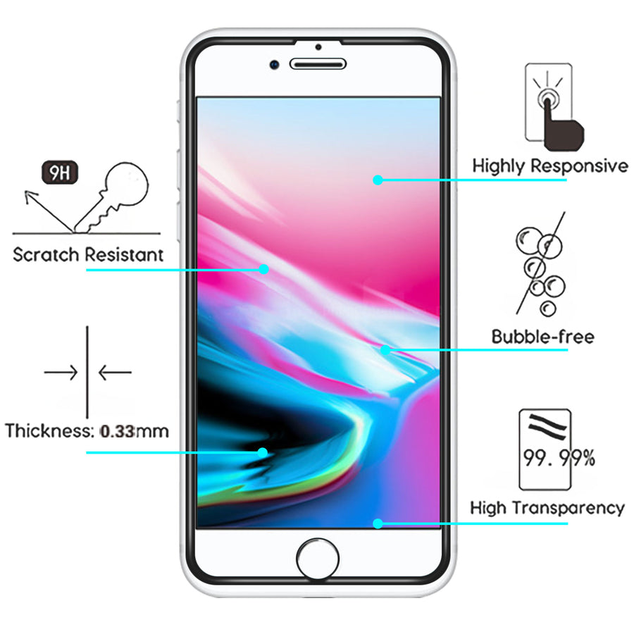 Asmyna Full Coverage Tempered Glass Screen Protector for Apple iPhone 8/7/iPhone SE (2022) / SE (2020) - Black - AIPHONE8LCDSCPR85A-4.jpg