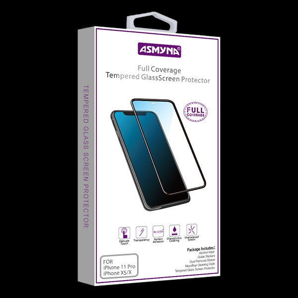 Asmyna Full Coverage Tempered Glass Screen Protector for Apple iPhone XS/X / 11 Pro - Black - AIPHONEXLCDSCPR85A-10.jpg