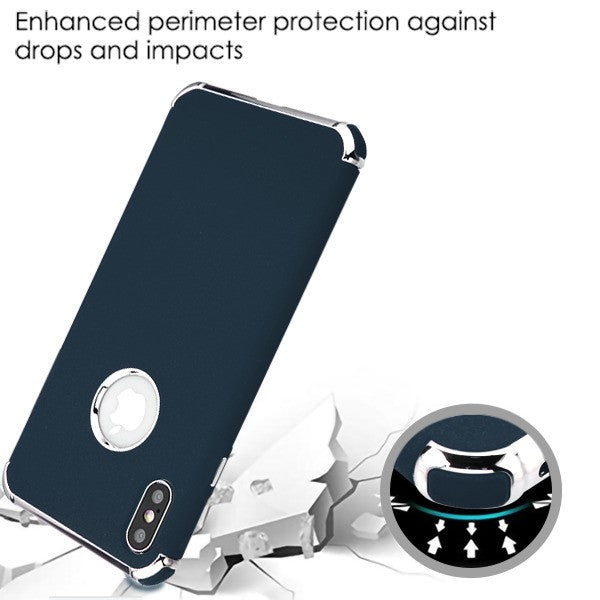 Asmyna Frosted Klarion Candy Skin Cover for Apple iPhone XS Max - Electroplating Silver / Ink Blue - AIPXSMAXCASKCAACHSO003WP-4.jpg