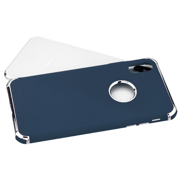 Asmyna Frosted Klarion Candy Skin Cover for Apple iPhone XS Max - Electroplating Silver / Ink Blue - AIPXSMAXCASKCAACHSO003WP-6.jpg