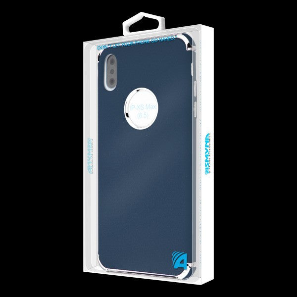 Asmyna Frosted Klarion Candy Skin Cover for Apple iPhone XS Max - Electroplating Silver / Ink Blue - AIPXSMAXCASKCAACHSO003WP-7.jpg