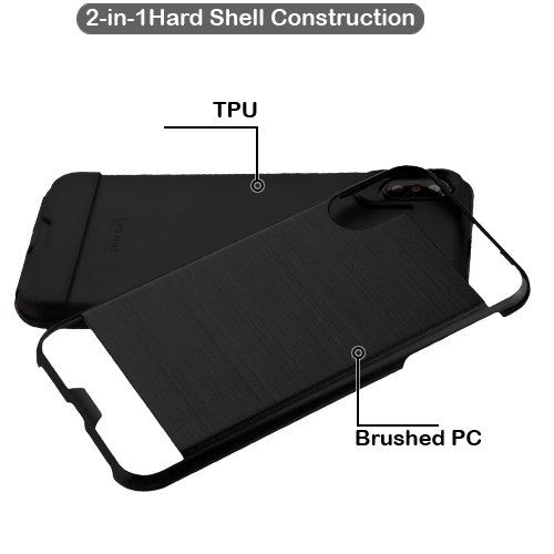 Asmyna Brushed Hybrid Protector Cover for Apple iPhone XS Max - Black / Black - AIPXSMAXHPCSAAS351WP-2.jpg