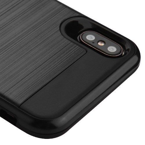 Asmyna Brushed Hybrid Protector Cover for Apple iPhone XS Max - Black / Black - AIPXSMAXHPCSAAS351WP-3.jpg