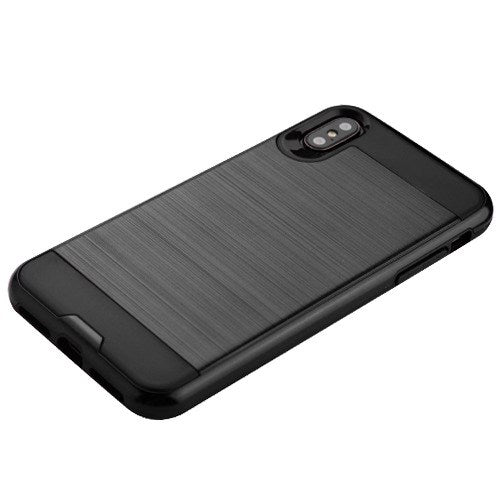 Asmyna Brushed Hybrid Protector Cover for Apple iPhone XS Max - Black / Black - AIPXSMAXHPCSAAS351WP-4.jpg
