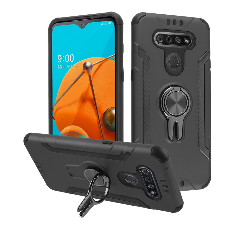 Asmyna Hybrid Protector Cover (with Ring Stand) for Lg K51 / Reflect - Black / Black - ALK51CSFSSS551-2.jpg