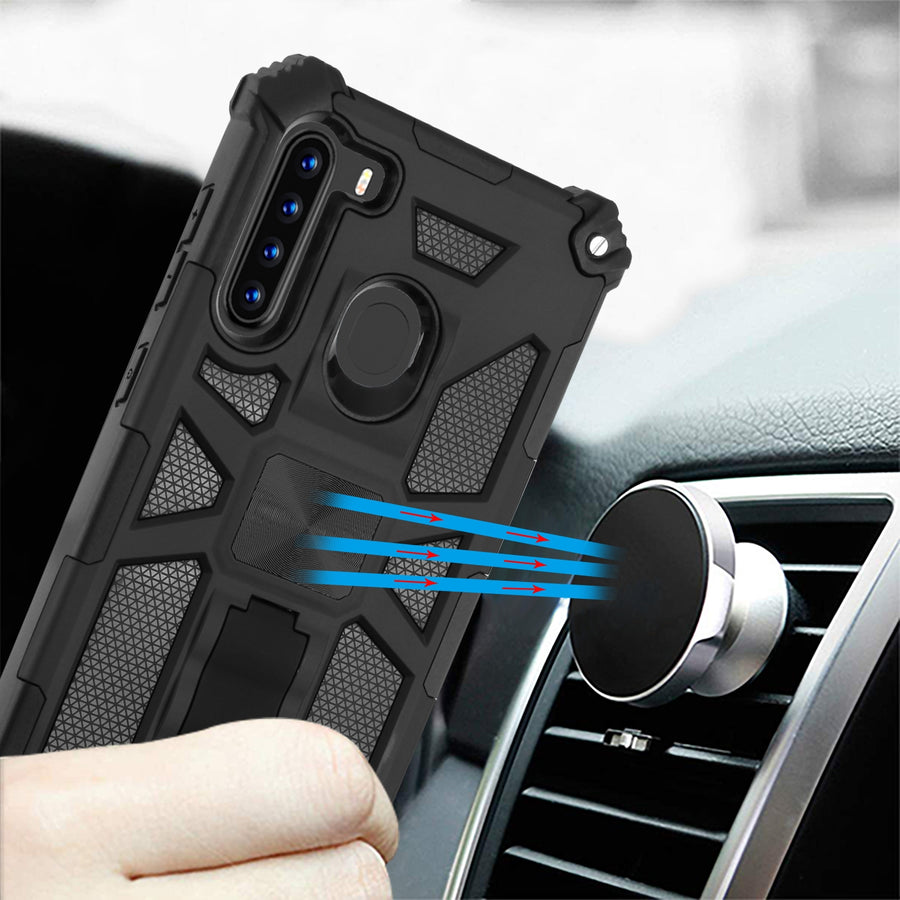Asmyna Sturdy Hybrid Protector Cover (with Stand) for Samsung Galaxy A21 - Black / Black - ASA21CSFSSS001-5.jpg