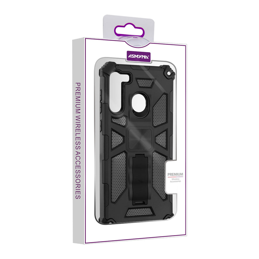 Asmyna Sturdy Hybrid Protector Cover (with Stand) for Samsung Galaxy A21 - Black / Black - ASA21CSFSSS001-6.jpg