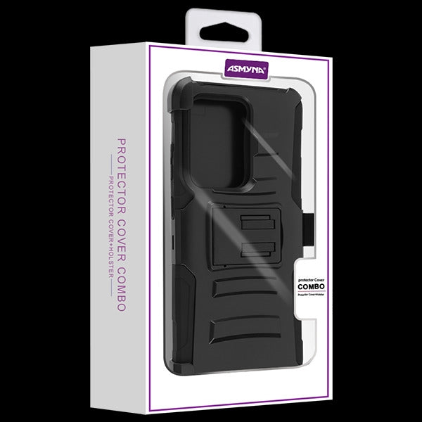 Asmyna Advanced Armor Stand Protector Cover Combo (with Black Holster) for Samsung Galaxy S20 Ultra (6.9) - Black / Black - ASAMS20UHPCSAASCMB221-7.jpg