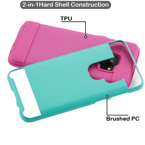 Asmyna Brushed Hybrid Protector Cover for Samsung Galaxy S9 - Teal Green / Hot Pink - ASAMS9HPCSAAS35AWP-2.jpg