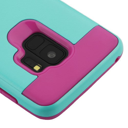 Asmyna Brushed Hybrid Protector Cover for Samsung Galaxy S9 - Teal Green / Hot Pink - ASAMS9HPCSAAS35AWP-3.jpg