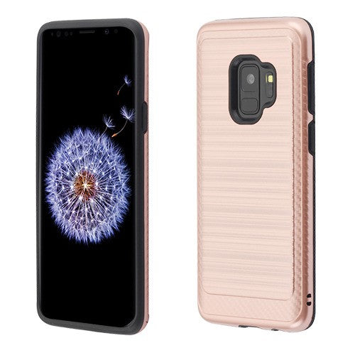 Asmyna Brushed Hybrid Protector Cover (with Carbon Fiber Accent) for Samsung Galaxy S9 - Rose Gold / Black - ASAMS9HPCSAAS492WP-1.jpg