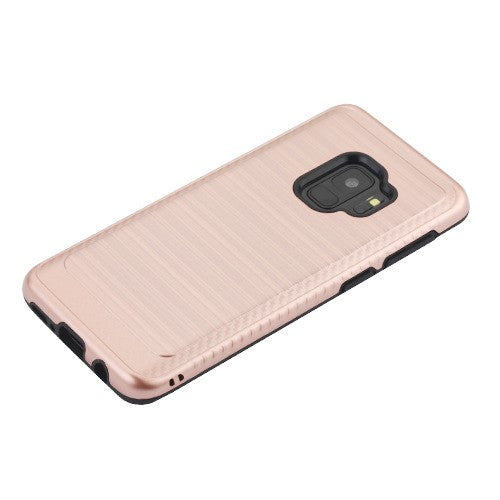 Asmyna Brushed Hybrid Protector Cover (with Carbon Fiber Accent) for Samsung Galaxy S9 - Rose Gold / Black - ASAMS9HPCSAAS492WP-4.jpg