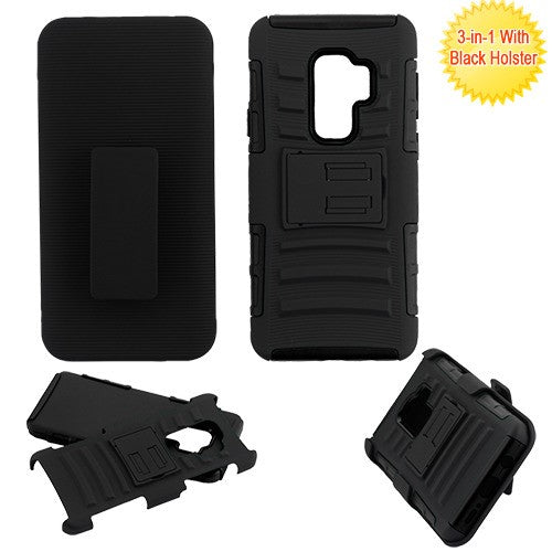 Asmyna Advanced Armor Stand Protector Cover Combo (with Black Holster) for Samsung Galaxy S9 Plus - Black / Black - ASAMS9PLUSHPCSAASCMB201NP-1.jpg