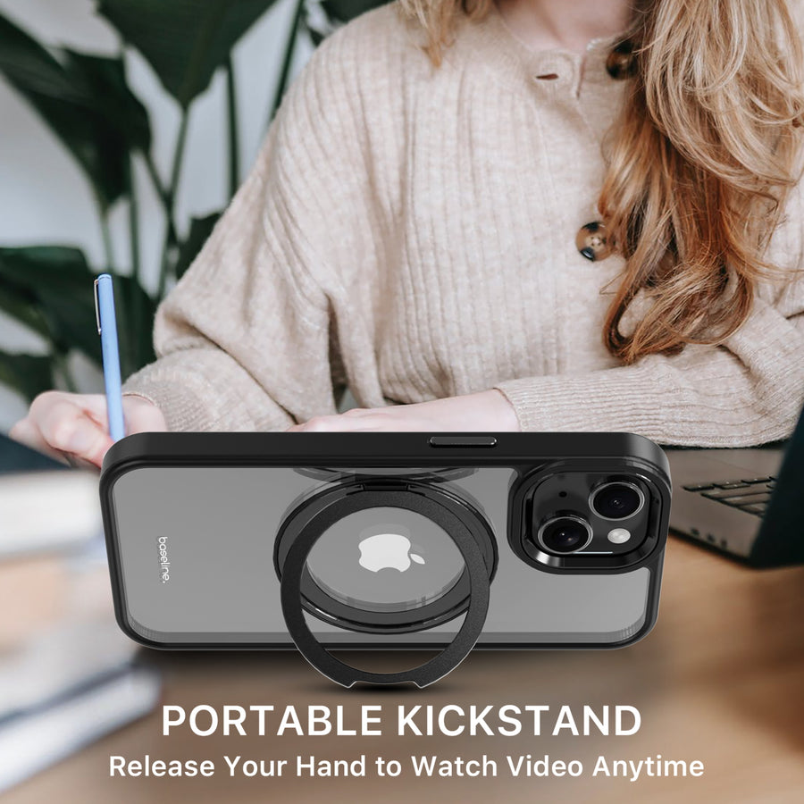 baseline RingRound 360° Kickstand Case w/ MagSafe for Apple iPhone 17e / 16e / 14 / 13 - Black - BIP13CSFGMS331-7.jpg