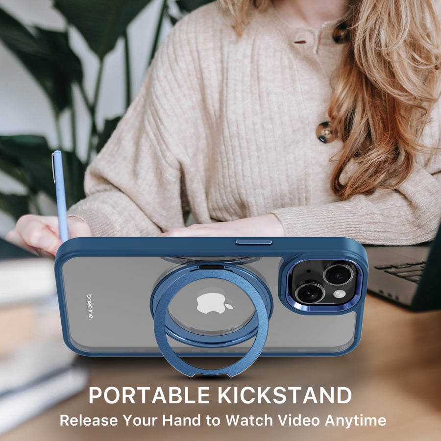 baseline RingRound 360° Kickstand Case w/ MagSafe for Apple iPhone 17e / 16e / 14 / 13 - Blue - BIP13CSFGMS332-7.jpg