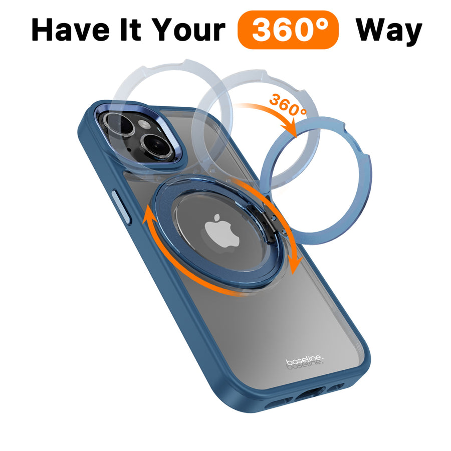 baseline RingRound 360° Kickstand Case w/ MagSafe for Apple iPhone 17e / 16e / 14 / 13 - Blue - BIP13CSFGMS332-9.jpg