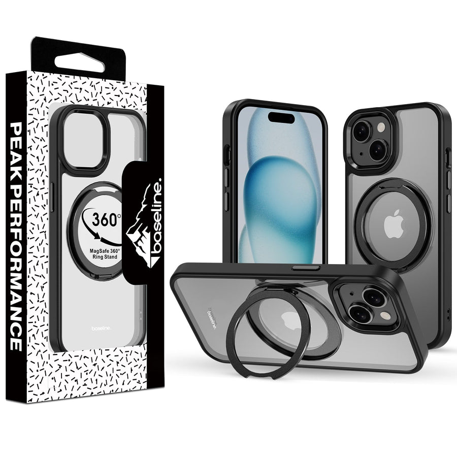 baseline RingRound 360° Kickstand Case w/ MagSafe for Apple iPhone 15 - Black