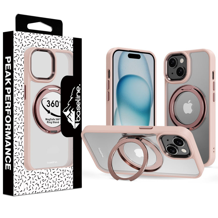 baseline RingRound 360° Kickstand Case w/ MagSafe for Apple iPhone 15 - Pink