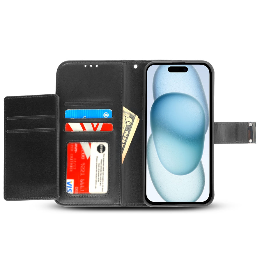 baseline MyJacket Wallet Xtra Series for Apple iPhone 15 - Black / Black - BIP15PCMJG031-3.jpg