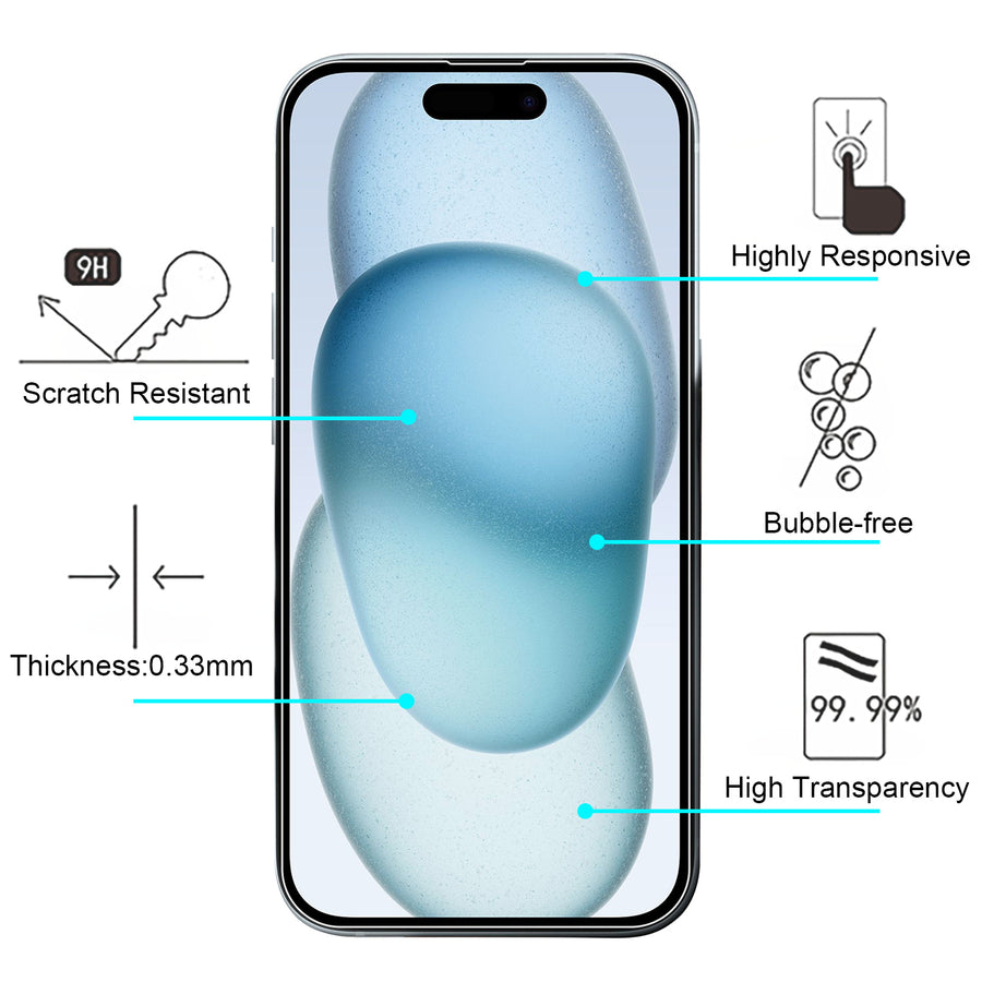 baseline Tempered Glass Screen Protector (2.5D) for Apple iPhone 15 - Clear - BIP15SC90-4.jpg