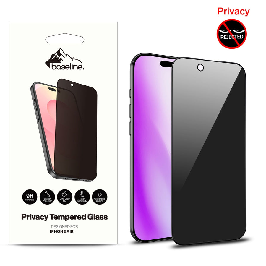baseline Privacy Full Coverage Tempered Glass Screen Protector for Apple iPhone Air - Black
