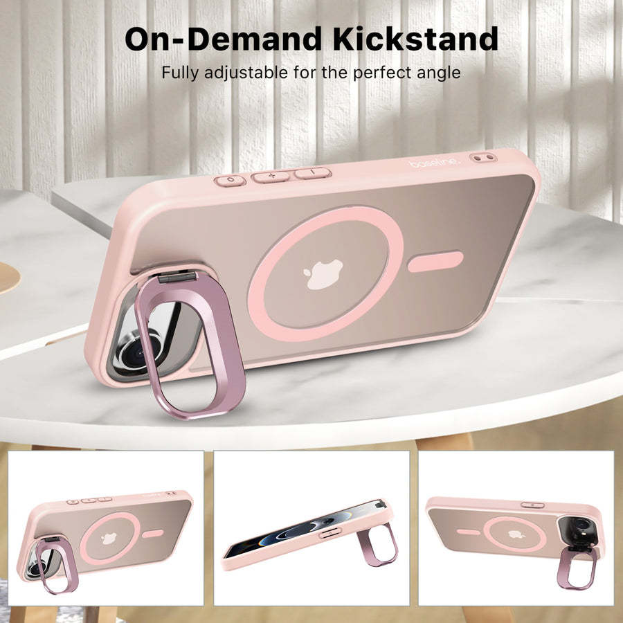 baseline InFrame MagSafe Case with Kickstand for Apple iPhone 17e / 16e - Pink - BIP17ECSFGMS212-6.JPG