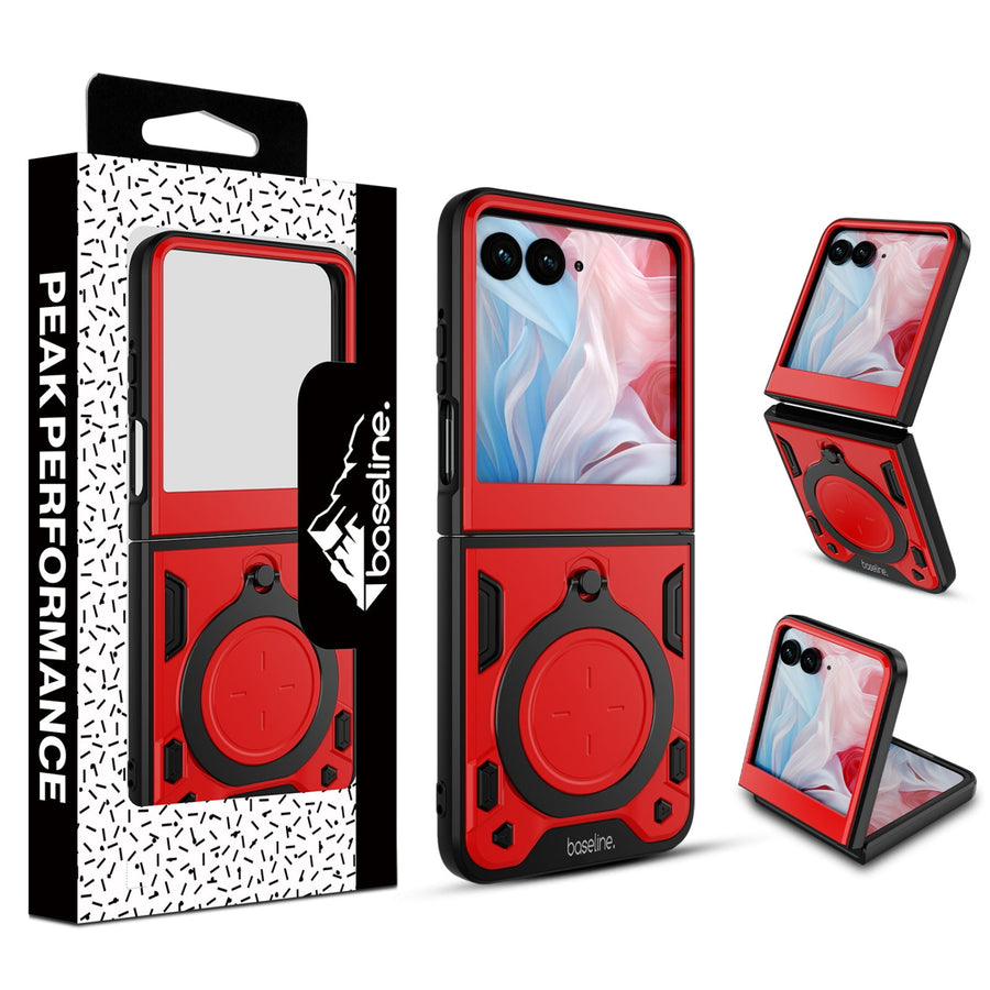 baseline Anti-Drop Hybrid Protector Case (with Ring Stand) for Motorola razr razr (2024) / razr (2025) / razr (2026) - Red / Black