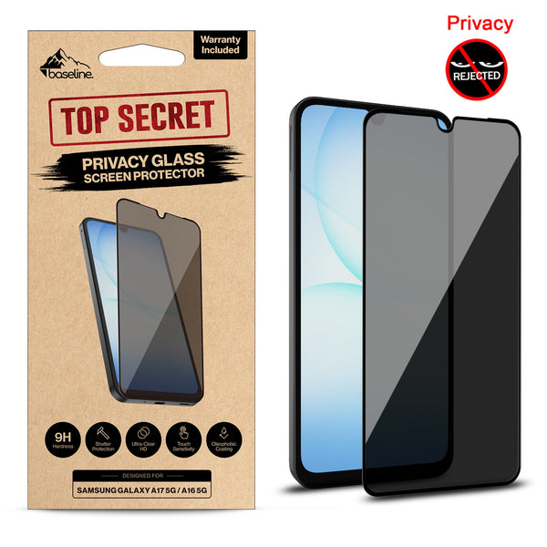 baseline Privacy Full Coverage Tempered Glass Screen Protector for Samsung Galaxy A17 5G / Galaxy A16 5G - Black - BSA175GSCF112.JPG