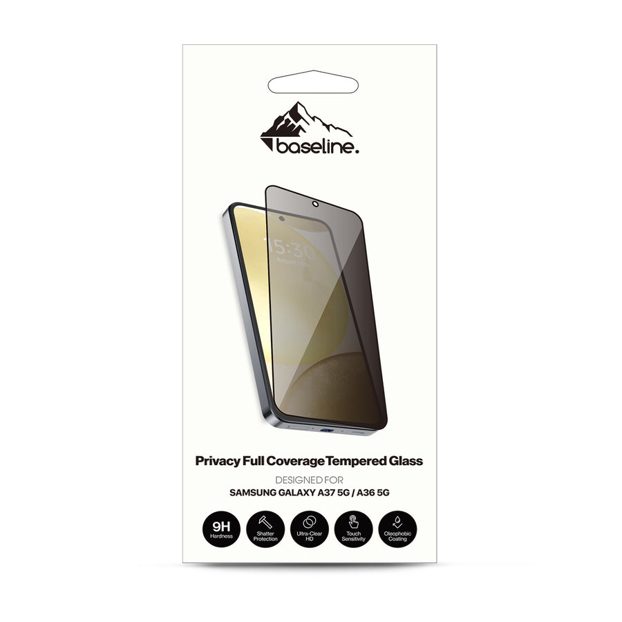 baseline Privacy Full Coverage Tempered Glass Screen Protector for Samsung Galaxy A37 5G / Galaxy A36 5G - Black - BSA375GSCF112-11.jpg