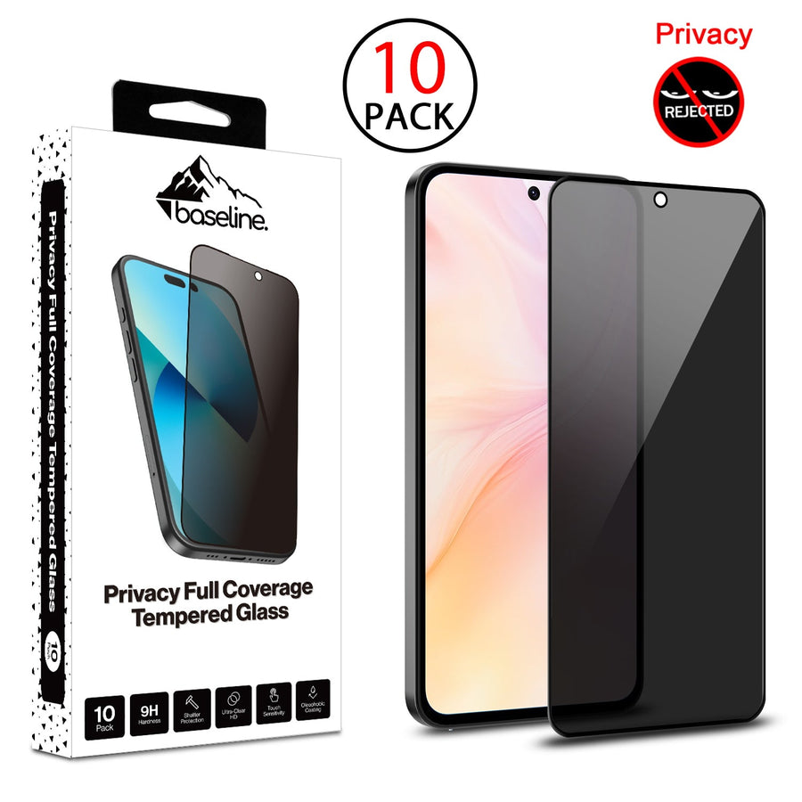 baseline Privacy Full Coverage Tempered Glass Screen Protector (10-pack) for Samsung Galaxy A37 5G / Galaxy A36 5G - Black