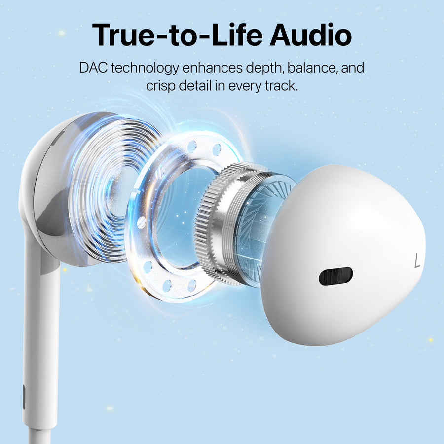 baseline USB-C Wired Earbuds w/ Microphone and In-Line Controls - White - BUSBCEARPHONE071-6.jpg