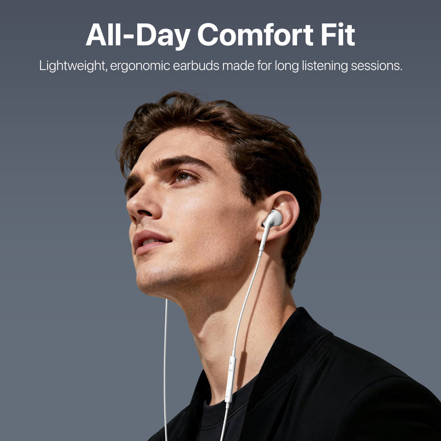 baseline USB-C Wired Earbuds w/ Microphone and In-Line Controls - White - BUSBCEARPHONE071-8.jpg