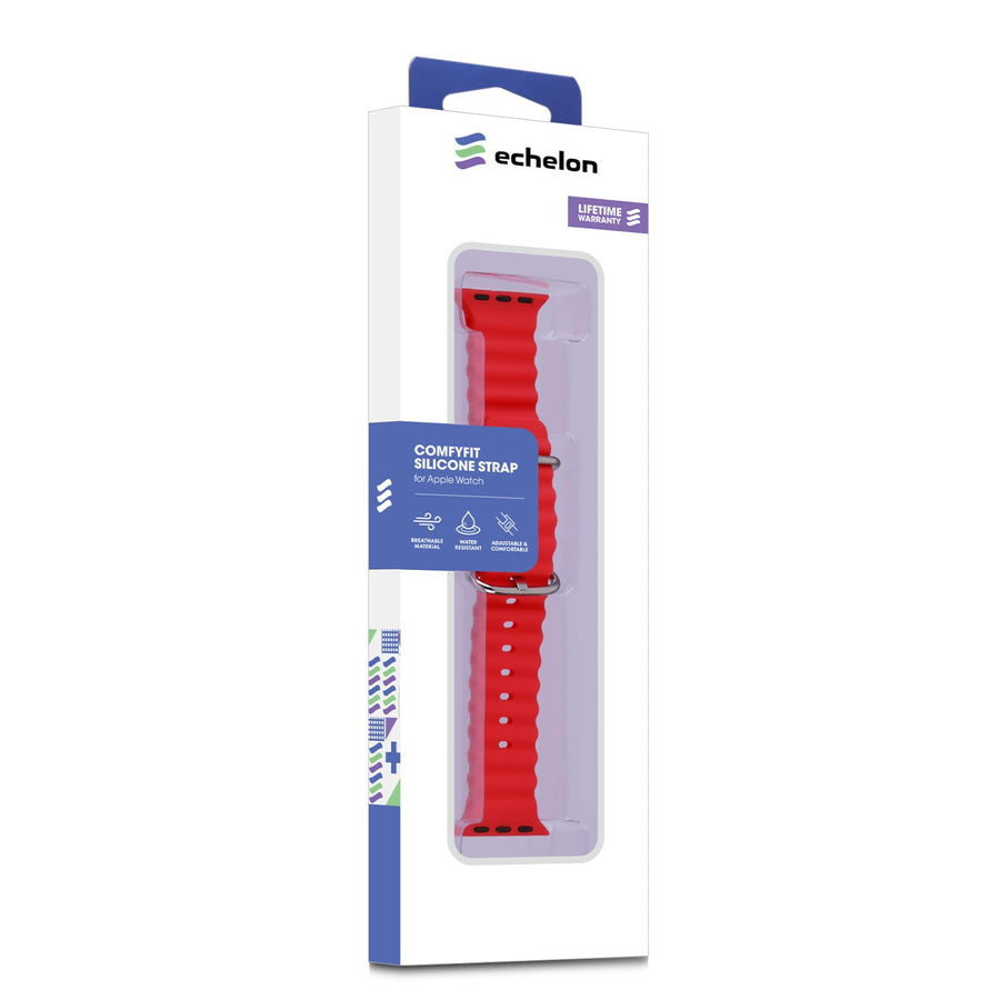 echelon ComfyFit Silicone Strap for Apple Watch Series 9 41mm/Watch Series 10 42mm / Watch SE 3 40mm - Red