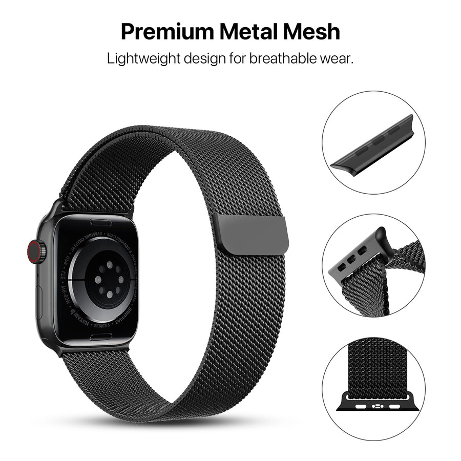 echelon Ironclad Stainless Steel Loop for Apple Watch Series 9 45mm/Watch Series 10 46mm / Watch SE 3 44mm - Black - EAWHS945BAN271-3.jpg
