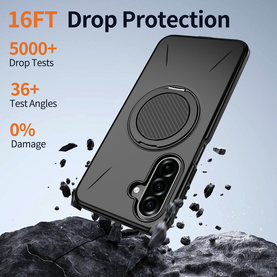 EDGE Mag Carbon Case with Magnetic Kickstand Ring for Samsung Galaxy A27 5G - Black - EDMGCBNA27-BK-2.jpg