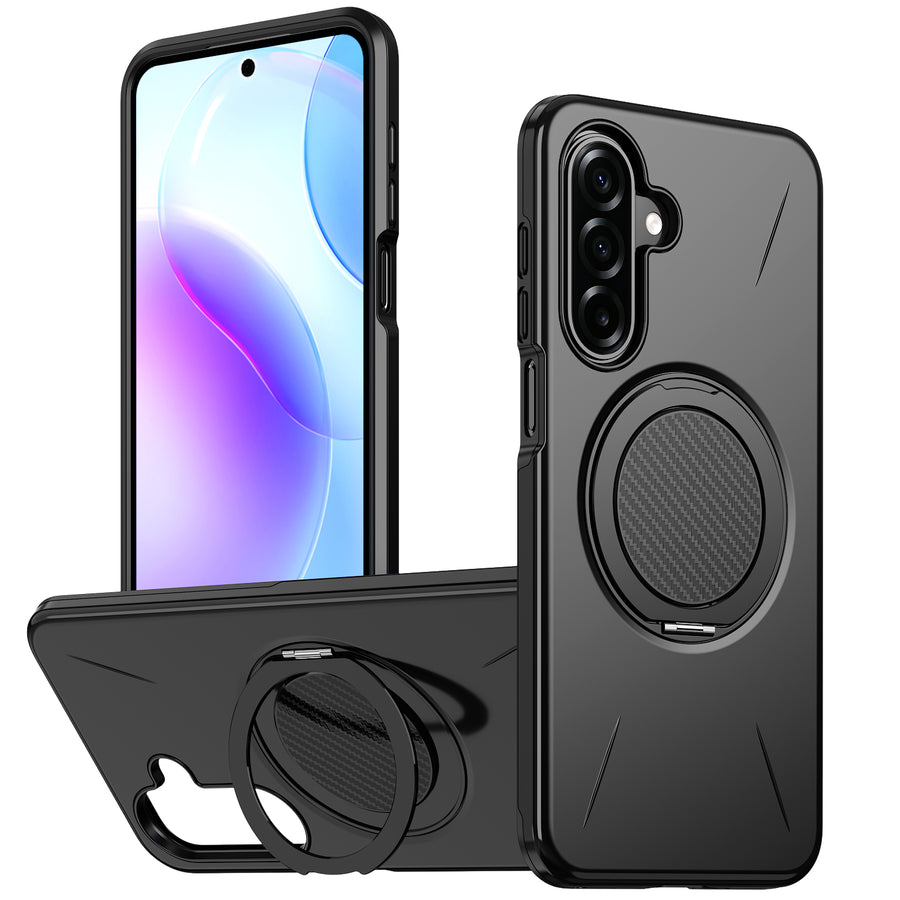 EDGE Mag Carbon Case with Magnetic Kickstand Ring for Samsung Galaxy A27 5G - Black - EDMGCBNA27-BK.jpg